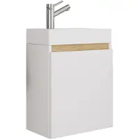 VCM 2 tlg. Badschrank mit Waschbecken für Gäste-WC, Hängeschrank mit Softclose-Tür, Waschplatz platzsparend, Maße: H. 55 x B. 41 x T. 22 cm, Cosila
