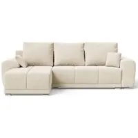 GRAINGOLD Ecksofa L-Form Links Monti - Ecksofa mit Schlaffunktion und Bettkasten - Moderne Ecksofa, Wohnzimmer Ecksofa - Eckcouch Beige (Monolith 02)