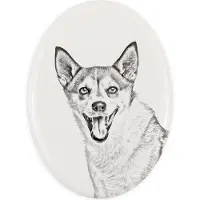 Art-Dog Norwegischer Lundehund, Norsk Lundehund - Gedenktafel mit einem Foto eines Hundes, Grabplatte mit Druck, personalisierte ovale Platte der Marke