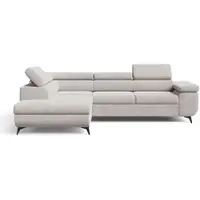 GRAINGOLD Ecksofa L-Form Rechts Argon - Ecksofa mit Schlaffunktion und Bettkasten - Moderne Ecksofa, Wohnzimmer Ecksofa - Eckcouch Grau (Castel 80)