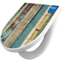 Banjado WC Sitz mit Absenkautomatik D Form Motiv Bunte Bretterwand [TDW3 10754]