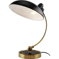 Alpinaluz „BOFA“-Tischlampe – inspiriert von Fritz Hansen Kaiser Idell 6631, Mattschwarz und Messing-Finish, E27.