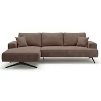 GRAINGOLD Ecksofa L-Form Links Leto - Moderne Ecksofa mit Metallbeinen - 3-Sitzer Eckcouch, Wohnzimmer Ecksofa - Eckcouch Braun (Whisper 5)