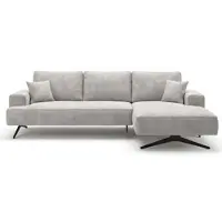 GRAINGOLD Ecksofa L-Form Rechts Leto - Moderne Ecksofa mit Metallbeinen - 3-Sitzer Eckcouch, Wohnzimmer Ecksofa - Eckcouch Grau (Whisper 16)