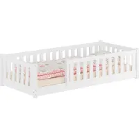 Erst-Holz Flachbett, Holzbett mit Rundumschutzgitter 90x200 Kiefer waschweiß lackiert V-60.77W-09ohne Zubehör