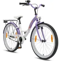 Bikestar Kinder Fahrrad ab 9 Jahre | 24 Zoll Classic Kinderrad | Lila & Weiß