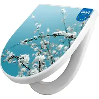 Banjado WC Sitz mit Absenkautomatik D Form Motiv weiße Kirschblüten [TDW3 12881]