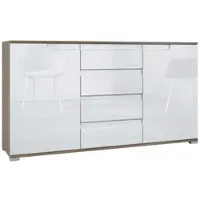 Vladon SIDEBOARD Sylt Weiß Hochglanz