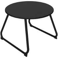 Homu & Co. Gartentisch – Couchtisch – Outdoor-Tisch – Balkon-/Terrassentisch – Runder Metalltisch – Mit verstellbaren Beinen – 48 x 48 x 37 cm – Schwarz