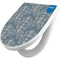 Banjado WC Sitz mit Absenkautomatik D Form Motiv Royal Creme Blau [TDW3 11237]