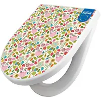 Banjado WC Sitz mit Absenkautomatik D Form Motiv Blumen Naiv [TDW3 11608]