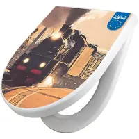 Banjado WC Sitz mit Absenkautomatik D Form Motiv Einfahrender Zug [TDW3 11092]