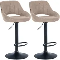 CLP 2er Set Barhocker Milet Stoffbezüge höhenverstellbar drehbar mit Rückenlehnen taupe Material Gestell Metall matt schwarz