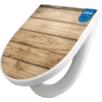 Banjado WC Sitz mit Absenkautomatik D Form Motiv Holzplanken [TDW3 11546]