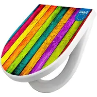 Banjado WC Sitz mit Absenkautomatik D Form Motiv Bunte Holzlatten [TDW3 10620]