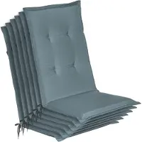 Beautissu 6er Set Gartenstuhlauflage Loft HL Taubenblau, 120x50x6cm