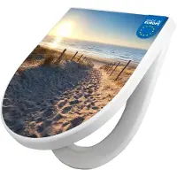 Banjado WC Sitz mit Absenkautomatik D Form Motiv Nordseestrand [TDW3 11121]