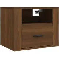 Décoshop26 - Wandmontierter Nachttisch mit Schublade und offenem Fach 50 x 36 x 40 cm braunes Holzwerkstoff DEC034277