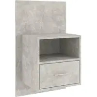Décoshop26 - Wandmontierter Nachttisch mit Schublade und offenem Fach 48,5 x 32,5 x 80 cm Holzwerkstoff Betongrau DEC034293