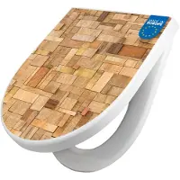 Banjado WC Sitz mit Absenkautomatik D Form Motiv Hölzernes Flickwerk [TDW3 12168]