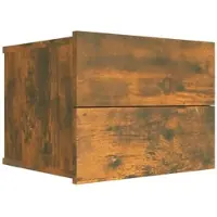 Décoshop26 - Wandmontierter Nachttisch mit zwei Schubladen 40 x 30 x 30 cm braunes Holzwerkstoff DEC033553