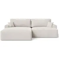 GRAINGOLD Ecksofa L-Form Links Serene - Ecksofa mit Schlaffunktion und Bettkasten - Moderne Ecksofa, Wohnzimmer Ecksofa - Eckcouch Creme (Castel 03)