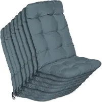 Beautissu 8er Set Hochlehner Auflagen Flair HL, 120x50x8cm, Taubenblau