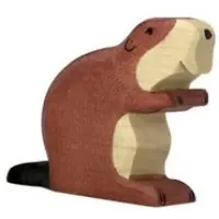 Holztiger Biber Holz-Spielfigur, handgefertigt & handbemalt, 7,2 cm hoch, 8,5 cm lang