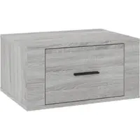 Décoshop26 - Wandmontierter Nachttisch mit Schublade 50 x 36 x 25 cm Holzwerkstoff grau DEC034335