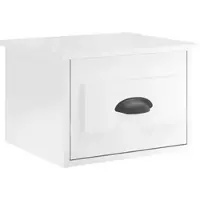 Décoshop26 - Wandmontierter Nachttisch mit Schublade 41,5 x 36 x 28 cm Holzwerkstoff Hochglanzweiß DEC034237