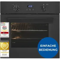 Exquisit Einbaubackofen, 67 Liter, 8 Funktionen, LED-Display, Grillrost & Backblech, EBE367-H-120