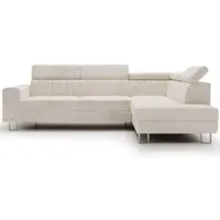 GRAINGOLD Ecksofa L-Form Rechts Berona - Ecksofa mit Schlaffunktion und Bettkasten - Moderne Ecksofa, Wohnzimmer Ecksofa - Eckcouch Beige (Royal 02)