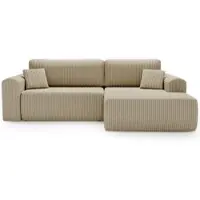GRAINGOLD Ecksofa L-Form Rechts Belvio - Ecksofa mit Schlaffunktion und Bettkasten - Moderne Ecksofa, Wohnzimmer Ecksofa - Eckcouch Beige (Tilia 03)