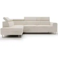 GRAINGOLD Ecksofa L-Form Links Berona - Ecksofa mit Schlaffunktion und Bettkasten - Moderne Ecksofa, Wohnzimmer Ecksofa - Eckcouch Beige (Royal 02)