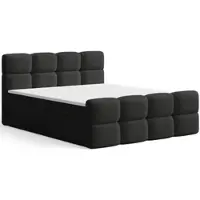 GRAINGOLD Boxspringbett Rivon 180x200 cm - Bett 180x200, Boxspringbett mit Bettkasten und Lattenrost - Schwarz (Lambi 13)