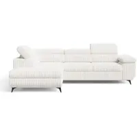GRAINGOLD Ecksofa L-Form Links Argon - Ecksofa mit Schlaffunktion und Bettkasten - Moderne Ecksofa, Wohnzimmer Ecksofa - Eckcouch Creme (Tilia 01)