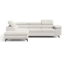 GRAINGOLD Ecksofa L-Form Rechts Argon - Ecksofa mit Schlaffunktion und Bettkasten - Moderne Ecksofa, Wohnzimmer Ecksofa - Eckcouch Creme (Castel 03)
