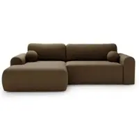 GRAINGOLD Ecksofa L-Form Links Savana - Ecksofa mit Schlaffunktion und Bettkasten - Moderne Ecksofa, Wohnzimmer Ecksofa - Eckcouch Braun (Lambi 04)