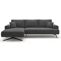 GRAINGOLD Ecksofa L-Form Links Leto - Moderne Ecksofa mit Metallbeinen - 3-Sitzer Eckcouch, Wohnzimmer Ecksofa - Eckcouch Dunkelgrau (Whisper 18)