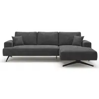 GRAINGOLD Ecksofa L-Form Rechts Leto - Moderne Ecksofa mit Metallbeinen - 3-Sitzer Eckcouch, Wohnzimmer Ecksofa - Eckcouch Dunkelgrau (Whisper 18)