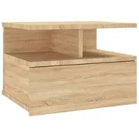 Décoshop26 - Wandmontierter Nachttisch mit Schublade und Ablagen aus Eichenholzoptik DEC033925