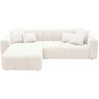 GRAINGOLD Ecksofa L-Form Links Nork - Moderne Ecksofa, Wohnzimmer Ecksofa - Eckcouch Creme (Komodo 10)