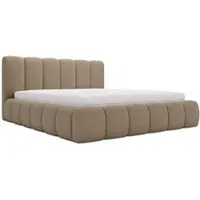 GRAINGOLD Polsterbett Cloud 200x200 cm - Bett 200x200, Polsterbett mit Bettkasten & Lattenrost - Bouclé-Stoff - Bett Braun (Anthology 4)