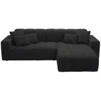 GRAINGOLD Ecksofa L-Form Rechts Nork - Moderne Ecksofa, Wohnzimmer Ecksofa - Eckcouch Schwarz (Komodo 23)