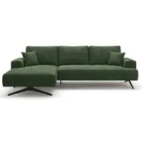 GRAINGOLD Ecksofa L-Form Links Leto - Moderne Ecksofa mit Metallbeinen - 3-Sitzer Eckcouch, Wohnzimmer Ecksofa - Eckcouch Grün (Whisper 11)