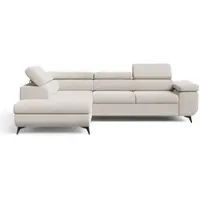 GRAINGOLD Ecksofa L-Form Links Argon - Ecksofa mit Schlaffunktion und Bettkasten - Moderne Ecksofa, Wohnzimmer Ecksofa - Eckcouch Beige (Castel 15)