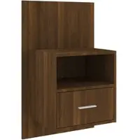 Décoshop26 - Wandmontierter Nachttisch mit Schublade und offenem Fach 48,5 x 32,5 x 80 cm braunes Holzwerkstoff DEC034266