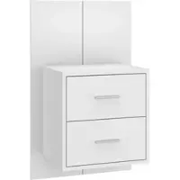 Décoshop26 - Wandmontierter Nachttisch 48,5 x 32,5 x 80 cm aus glänzend weißem Holzwerkstoff DEC034234