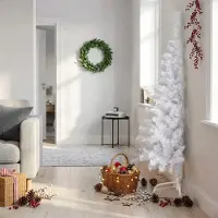 Prolenta Maison Exclusive - Künstlicher Halb-Weihnachtsbaum mit Ständer Weiß 150 cm PVC