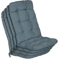 Beautissu 4er Set Hochlehner Auflagen Flair HL, 120x50x8cm, Taubenblau